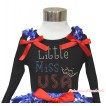 American's Birthday Black Tank Top Patriotic American Star Ruffles Red Bow & Sparkle Rhinestone Little Miss USA Print TB1117